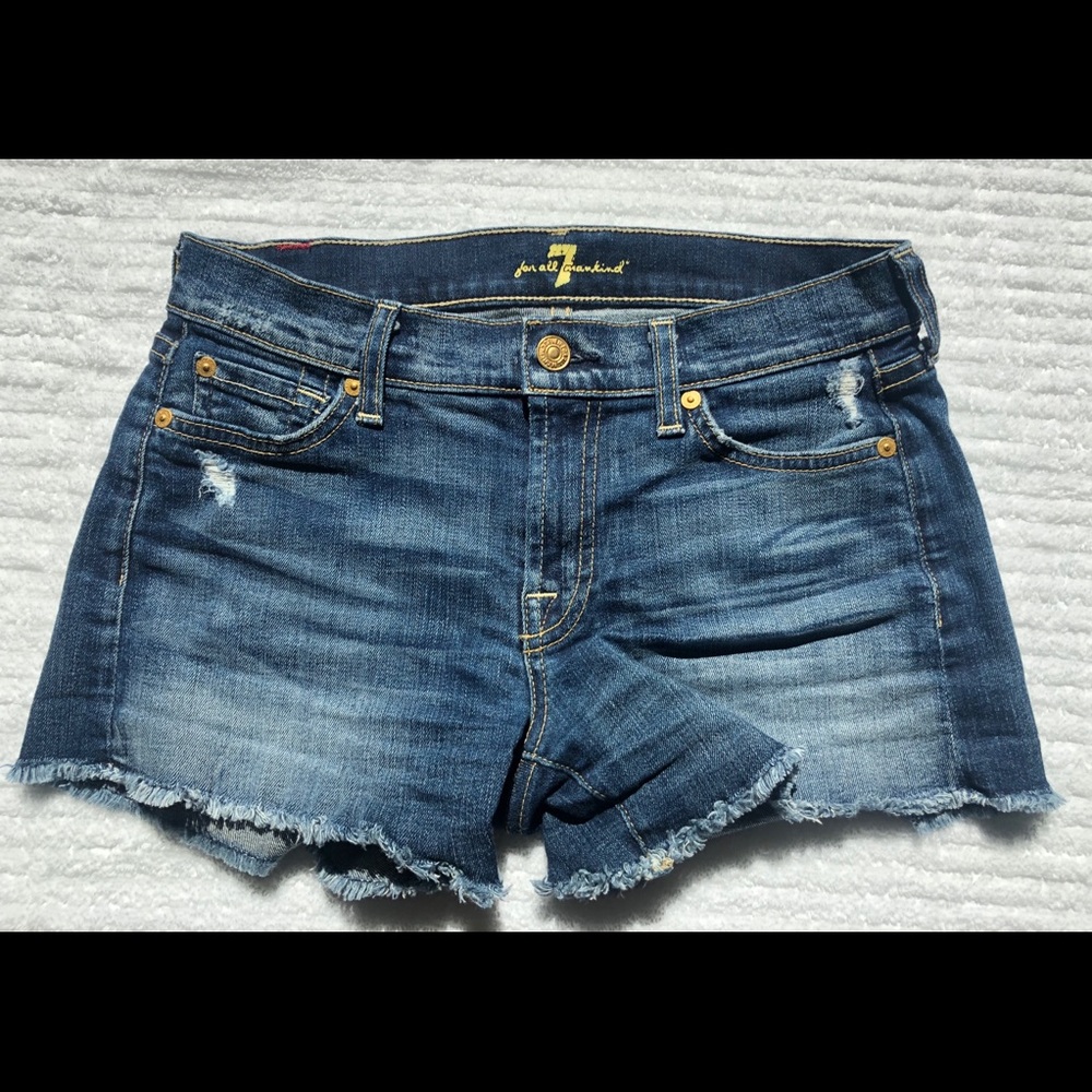 7 For All Mankind Distressed Denim Shorts